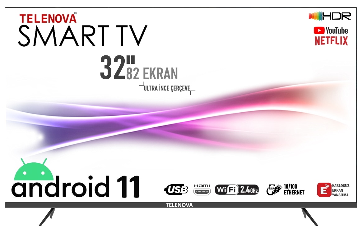 Telenova 32S1101 32" HD Android Smart LED TV